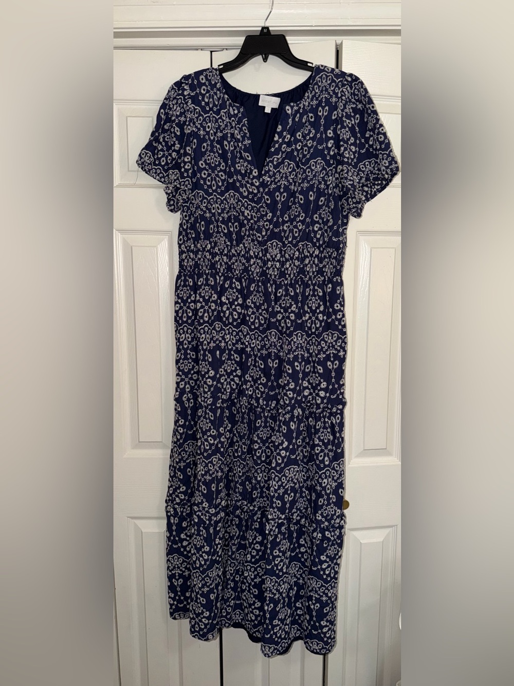 Sugarlips Navy Blue Floral-Embroidered Maxi Dress